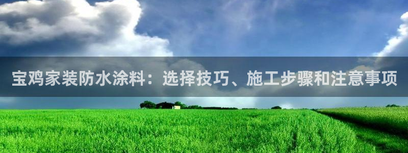 和记 官网：宝鸡家装防水涂料：选择技巧、施工步骤和注意事项